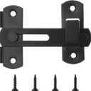 90 Degree Flip Sliding Barn Door Lock, H-Type Safety Gate Latch for Privacy, Bathroom Stall Pet Doors Windows Cabinets, Black, Includes 1 Lock and 4 Screws