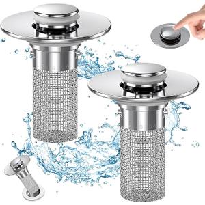 Sink Stopper Hair Catcher,(1PCS) Pop-up Sink Drain Strainer with Removable Stainless Steel Strainer Basket Hair Catcher, Bathroom Sink Strainer for Bathroom Sink Stopper Replacement