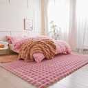 Pink Rabbit Plush Area Rug for Bedroom Living Room Sofa,3'X5' Faux Fur Fluffy Shaggy Rectangular Square Rug for Kids Teen Girls Room,Furry Carpet Rug for Nursery Baby Room Decor for Teenage