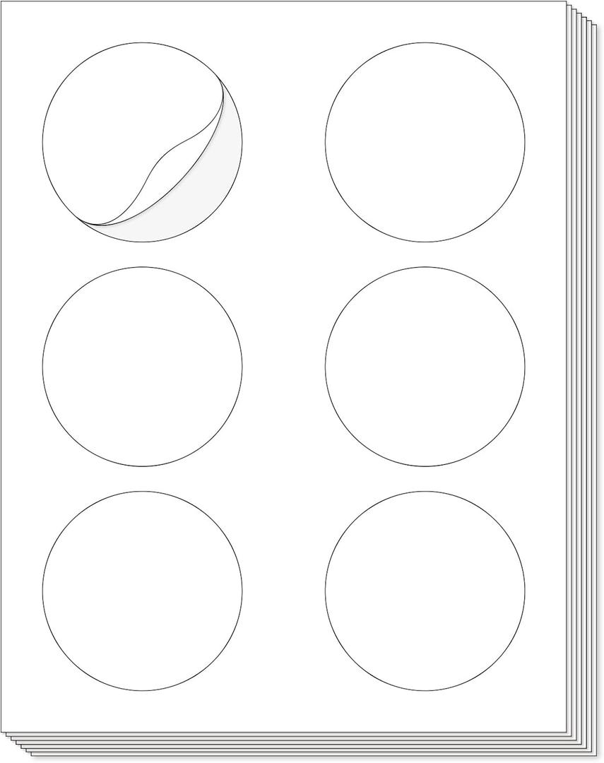 L LIKED 3'' Diameters Round Printable 150 Labels Sticker Labels for Laser/Inkjet Printer, Matte White Blank Circle Stickers for Jars,Packaging & Product Labeling (25 Sheets)