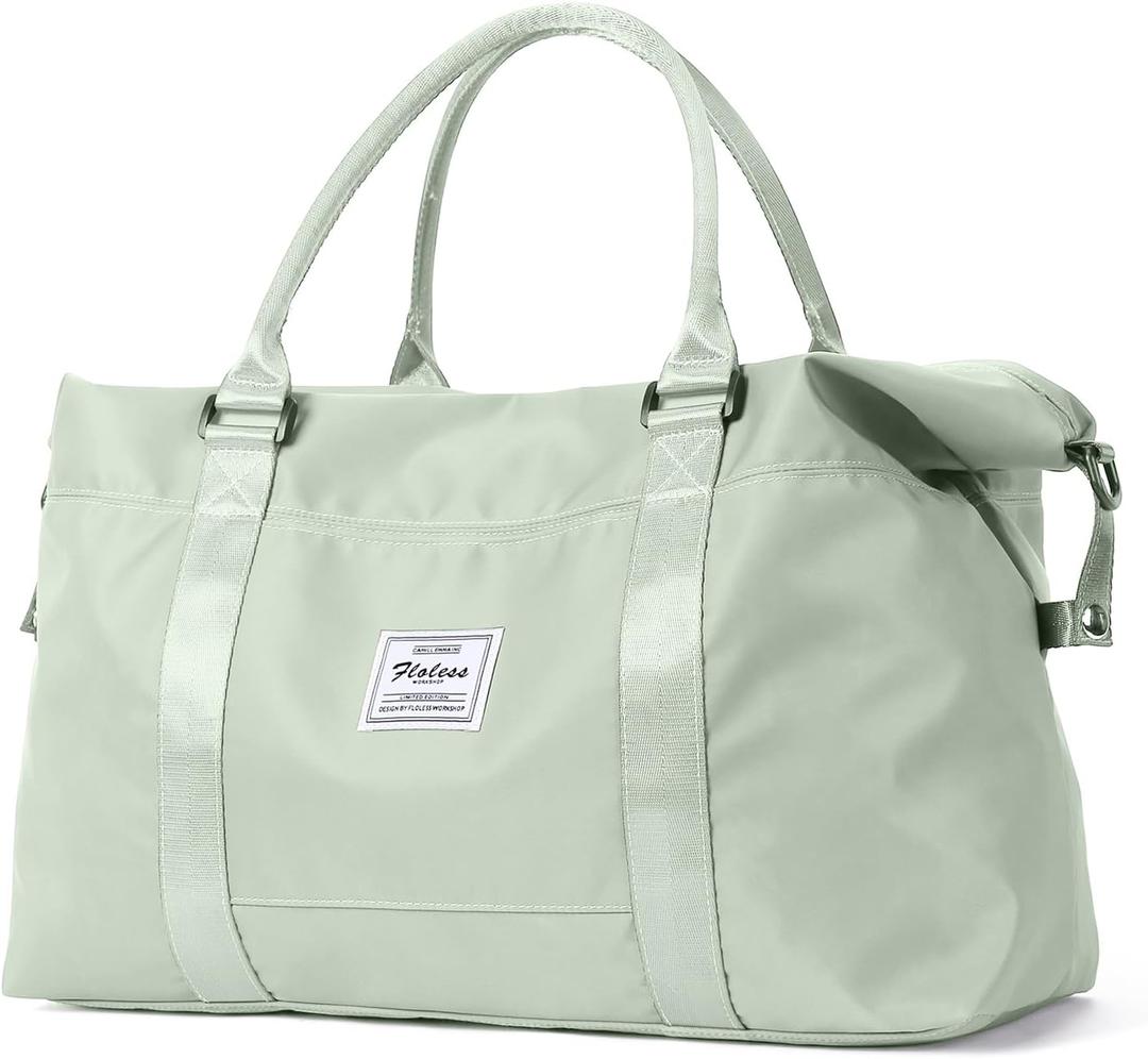 HYC00 Travel Duffel Bag,Carry-on Overnight Weekender Bags for Women,Sports Tote Gym Bag with Wet Pocket (A1-Pale Green)