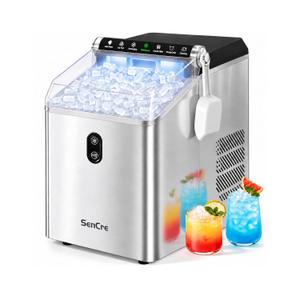 Nugget Ice Maker Countertop 55lbs/Day,4 Mins to First Ice,Stainless Steel