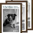12x18 Poster Frame 3 Pack - Brown Woodgrain, Wood Poster Frame, HD Tempered Glass, Wall Gallery Picture Photo Frame