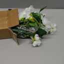 2 Pcs Artificial Flowers Garland for Outdoors White Faux Gardenia Garland 12Ft Silk Rose Hanging Vines Floral for Wedding Arch Party Wall Garden Ceremony Backdrop Fence Spring Decor