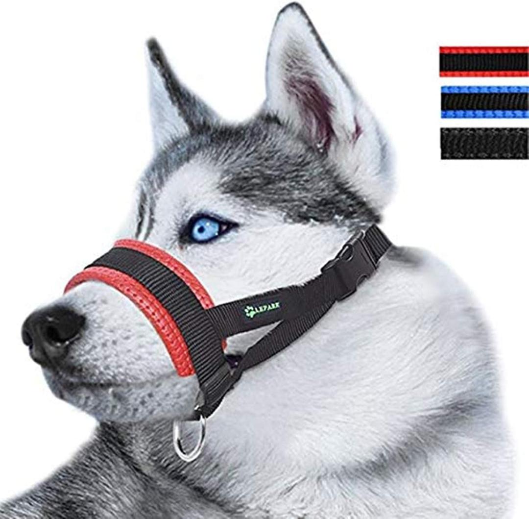 Dog Muzzle for Small, Medium, Large Dogs Prevent from Biting, Barking and Chewing, Adjustable Loop (M/Red)