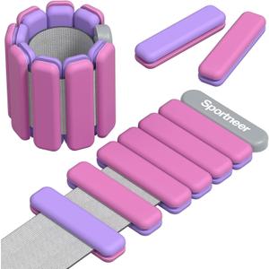 Sportneer 2025 Upgraded Wrist & Ankle Weights for Women Men- 1 Pair (1 lb/2 lb Each) | Adjustable Silicone Weighted Bracelet Set for Gym Yoga Pilates Strength Training Wearable Arm Hand Workout Weights (Acai Boost)