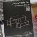 DUMOS Dining Table Set, Dining Table for 4 with Bench,Kitchen Table, Space-Saving Ideal 4-Person Set for Dining Room Kitchen Apartment Corner Grey 3 Pack