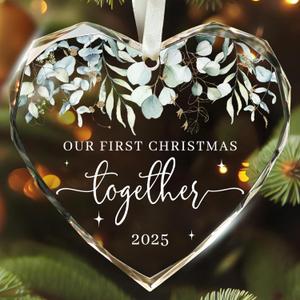 Our First Christmas Together Ornament 2025 - Wedding Gifts - Wedding Gifts for Couples 2025 - Future Mr and Mrs, Married Couple Gift Ideas - Glass 1st Christmas Together Ornament