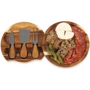 TOSCANA - a Picnic Time brand Acacia Brie Cheese Board and Knife Set - Charcuterie Board Set - Wood Cutting Board, (Acacia Wood) 7.5 Inches