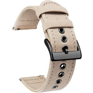 BINLUN Canvas Watch Bands Quick Release Sail Cloth Watch Straps Replacement 18mm 20mm 22mm 24mm Cotton Fabric Watchband for Men and Women with Silver/Black Buckle