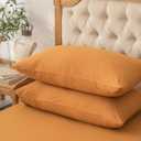 PURE ERA Jersey Knit Pillowcases 100% T-Shirt Cotton Super Soft Comfy Breathable, Set of 2, King 20" x 36", Solid Burnt Orange
