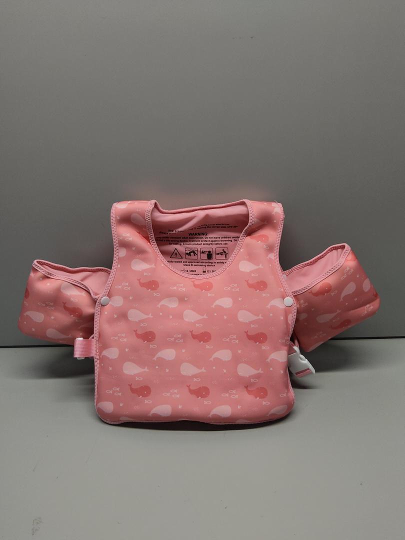 Kids Swim Vest with Arm Floats, Pink Whale Pattern, for Girls, Ages 2–6