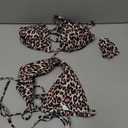 Women Two Piece Thong Bikini Set Sexy Halter Triangle Swimsuit String Brazilian Bathing Suits (Leopard) - XS