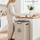 SOLEDI Recycling Bin for Kitchen,26 Gallon Large Recycle Bin with Lid and 2 Removeable Reusable Inner Bags,Indoor Recycling Trash Can for Collector of Bottles Cans, and Plastic,Beige