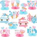12 Pcs Ice Cream Gender Revel Decoration Honeycomb Centerpiece Whats the Scoop Gender Reveal Decorations Pink Blue He or She Table Topper Table Decor or Baby Shower Birthday Party Favors