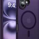 Magnetic for iPhone 16 Case, [Compatible with MagSafe][Military-Grade Drop Protection][Anti-Yellowing] Shockproof Protective Translucent Matte Cover for iPhone 16 Phone Case,Deep Purple