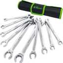 Der Erwachte Flare Nut Wrench Set, Standard & Metric, 10-Piece, 1/4" to 7/8'' & 8-21mm, CR-V Steel, Brake Line Wrench Set with Organizer Pouch