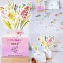 2 x Small Desk Calendar 2026-2027 Flower Calendar 2026 12 Months Floral Desktop Calendar - Mini Standing Flip Decorative Flower Calendar for Home, Office and Desk Accessories