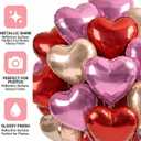 18 Inch Red & Pink & Champagne Gold Heart Balloons, 30 Pcs Heart Shaped Foil Balloons for Valentines Day, Wedding, Birthday - 10 Red, 10 Pink, 10 Champagne Gold Balloons set- Support Helium