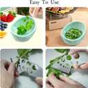 Frstem 2pcs Pottery Herb Stripper (Green Bowl+Herb Stripper),Handmade Ceramic Herb Stripper with Different Sizes of Round Holes,Kitchenware for Efficient Leaf Stripping