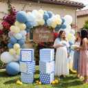 Qunclay 6 Pcs Amalfi Coast Party Decorations Boxes 12 Inch Coastal Cardstock Blocks Blue and Yellow Props Boxes Capri Lemon Backdrop Bowl Party Decor for Birthday Baby Shower Wedding Supplies