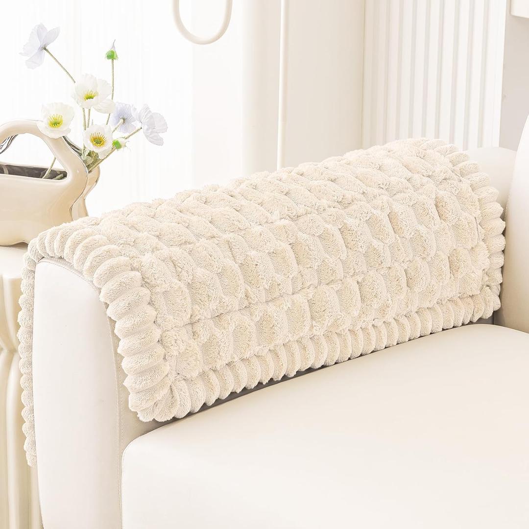 Smiry Couch Covers for Dogs Washable, Non Slip Fuzzy Pet Couch Covers for Sofa, Soft Thick Sofa Slipcovers Furniture Protector Pet Friendly (Cream, 27.6" x 27.6")