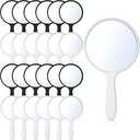 Jetec 25 Pcs Handheld Mirror with Handle, 3.94" L x 2.17" W, Small Portable Round Mirror Bulk for Kids Travel Makeup Classroom Camping Daily DIY Crafts (Black, White)