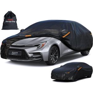 Kayme 7 Layers Car Cover Custom Fit for Toyota Corolla Sedan (1996-2025) Waterproof All Weather for Automobiles, Outdoor Full Cover Rain Sun UV Protection with Zipper Cotton/Black
