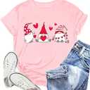Valentines Shirts for Women Funny Hearts T-Shirt Happy Valentine's Day Tee Tops (Pink) S
