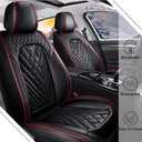 Car Seat Covers Full Set for Chevrolet Silverado 1500 2000-2026, Waterproof Nappa Leather Car Seat Cover, Full Coverage Car Seat Covers Sets(5 Seats/Black Red)