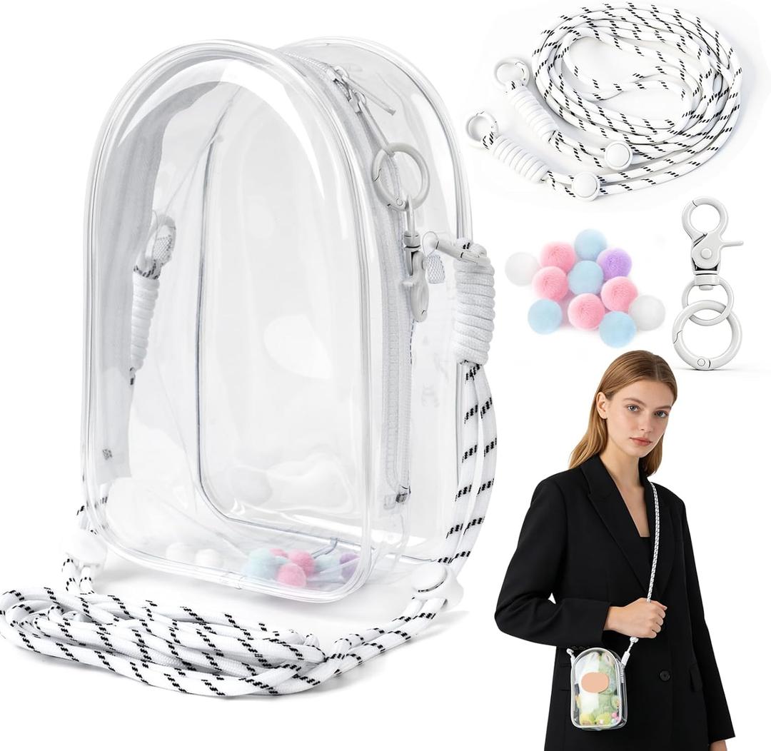 Protective Case for Plush Doll, Clear Hanging Display Cases for 17/15cm Plush DollCrossbody Doll Storage Bag for Collectibles Building Block Storage BagTransparent7.5 x 4.7 x 2.75 in
