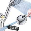 High Pressure 10 Setting Handheld Shower Head, 5" Detachable Showerhead Spray Built-in Power Wash to Clean Tub, Tile & Pets, 79" Extra Long Stainless Steel Hose, Adjustable Bracket - Chrome