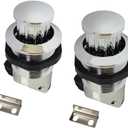 2Pcs Push Button Latch, Push to Close Latches for Perpendicular Door Configurations Latches - Push-to-Close Latches - Knob Stores Flush (Silver)