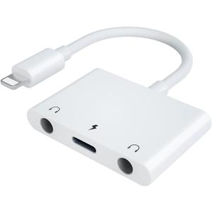 ELITEED 3in1 Lighting to 3.5mm, Headphone Adapter for iPhone, Dual Earphone Jack Audio and Charging Adapter, Headphone Splitter for iPhone 14/ 13/ 12/ 11/ XS Max/ XR/ 8/ 7 Plus / 6/ iPad, Support iOS 10 to 16