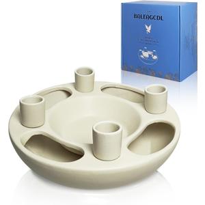 Ceramic Advent Wreath Taper Candlestick 4 Seats Beige Candle Holder Elegant Candle Stand for Christmas Modern Home Party Table Dcor DIY