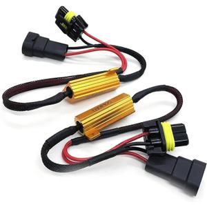 2 PCS Car 9005/9006 LED Light Bulb Decoder Kit, 50W 6Ohm Anti Flicker Error Decoder, Fog Light Bulb Load Relay Harness Adapter, for 9005/9006 LED Bulb Assemblies (Black)
