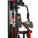 Fitvids Multifunctional Home Gym Equipment with 122.5 lbs Weight Stack - Full Body Workout Weight Machine Black
