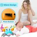 Plnmlls Crawling Crab Baby Toy,Tummy Time Toys,with Music and LED Light,Built-in Rechargeable Battery and Volume Can be Turned Off for 6-12 12-18 36 Months Walking Toddler Birthday Gift(Jade Green)