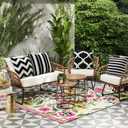 OTOSTAR Set of 4 Waterproof Throw Pillow Covers 16x16 Inch Farmhouse Geometric Square Pillow Cases for Couch Patio Furniture Balcony Garden Outdoor DecorationGeometry70-Black