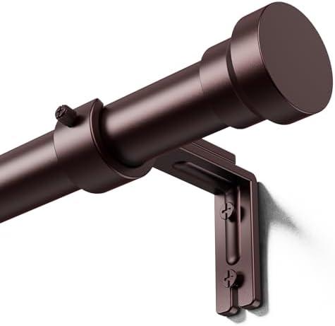 YaFex Curtain Rods 32-144 Inch, Heavy Duty 1 Inch Adjustable Curtain Rod for Windows, Bronze Extra Long Window Treatment Rods, Modern Design, Easy Installation