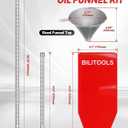 BILITOOLS 4pc Oil Change Kit, Spill-Free Steel System with Filter & 14.6"/26.2 Hoses + Reusable Flexible Funnel for Automotive Use, Universal Oil Funnel Kit for Engine, Transmission & Cooling Systems