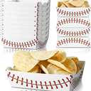 Cunhill 60 Pack Baseball Party Supplies Set Baseball Birthday Decorations Disposable Paper Food Serving Tray Boats Tray for Concession Food, Condiment, Carnivals