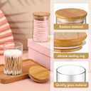 6 Pack Glass Apothecary Jars with Lids Bamboo Bathroom Accessories Cotton Balls Pads Swabs Holder Jar Bathroom Canisters for Vanity Accessories Storage