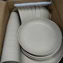 Teivio 32-Piece Kitchen Plastic Wheat Straw Dinnerware Set, Service for 8, Dinner Plates, Dessert Plate, Cereal Bowls, Cups, Unbreakable Plastic Outdoor Camping Dishes, Beige