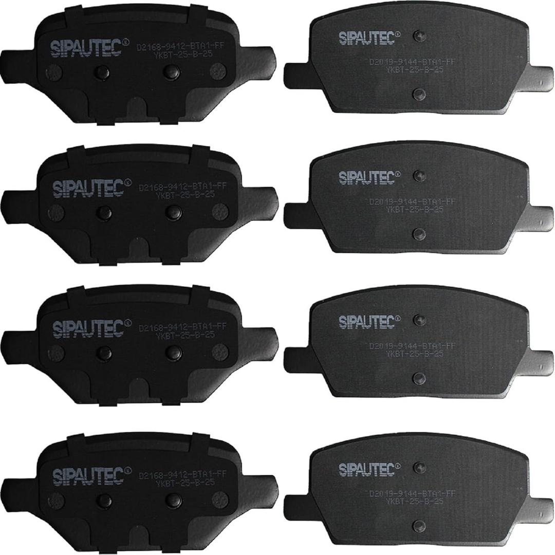 SIPAUTEC-Front & Rear Carbon Fiber Ceramic Brake Pads Compatible with Buick Encore 2018-2022,Chevrolet Trax 2018-2022 | OEM Fitment | Low Noise | Dust Free | 8 Brake Pads