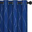 Deconovo Blackout Curtains, Thermal Insulated Noise‑Reducing Drapes, Wave Line Dot Foil Print, 52 x 84 Inch Long, 2 Panels, Machine‑Washable Window Curtains for Bedroom Living Room Kitchen Office