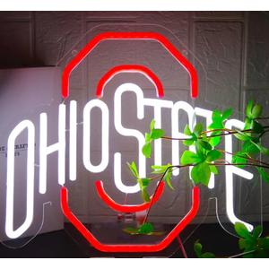 Ohio Football Neon Signs for Wall Decor，University Led Light Up Sign Suitable for Man Cave Dormitory Office Bar Pub Wall Art Gifts for Teen Boys Girls
