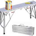 78.74"x9.84" Scaffolding Platform of Capacity 660 LBS Adjustable Height 39.37"-69.99" Heavy Duty Portable Scaffolding Ladder Work Platform Non-Slip Tripod Work Platform Drywall/Cleaning RV