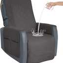 Recliner Chair Covers Sofa Slipcover Non-Slip Chair Couch Cover Machine Washable Furniture Protector with Straps for Dogs (Dark Grey, 23inch Recliner)