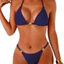 Herseas Thong Bikini Sets for Women - String Micro Bikinis Sexy 2 Piece Swimsuit Halter Triangle Brazilian Bathing Suit (Blue, S)